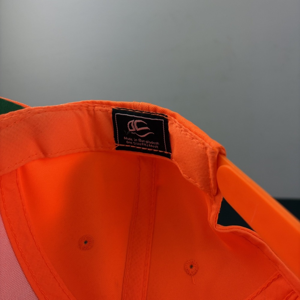Vintage Safety Blaze Orange Snapback Hat Plain Hunting High Vis Worker Cap OSFM - Picture 7 of 7